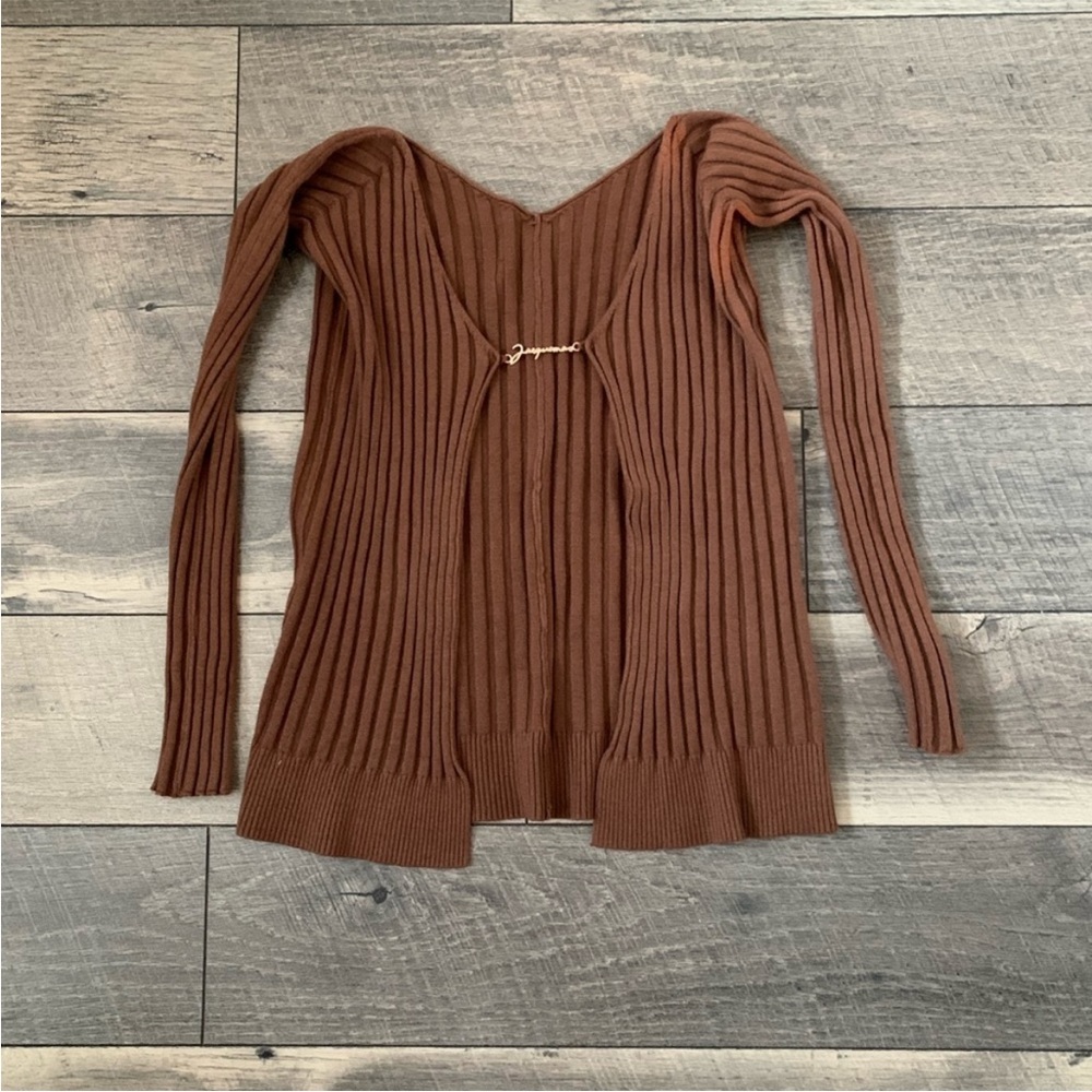 Jacquemus Brown Ribbed Knit Top